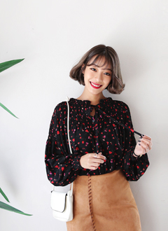 FloralSmokedLongSleeveBlouse