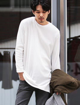 RoundNeckLoneSleeveSolidTee