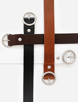 CircleBuckleCowLeatherBelt