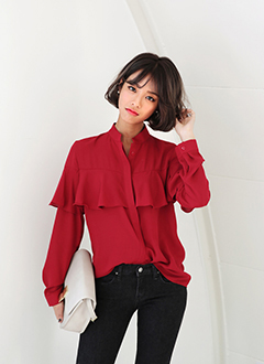 MandarinCollarFrillBlouse