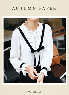 RibbonTieFrillChiffonBlouse