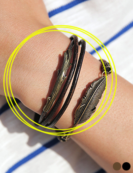 MetalLeafLeatherBraceletVer.2