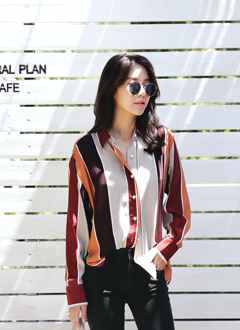 ColorblockStripedBlouse
