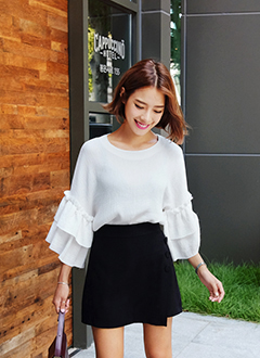 FrillSleevePleatsBlouse