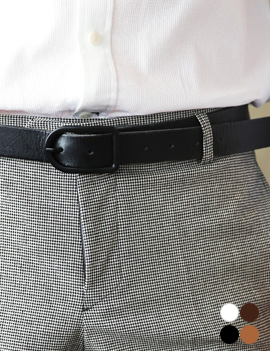 CowLeatherBlackBuckleBelt