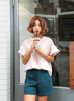 FrillSleeeveSlitNeckBlouse