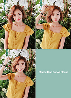 ShirredCropButtonBlouse
