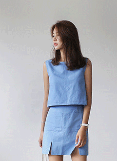 SquareNeckLinenTankBlouse