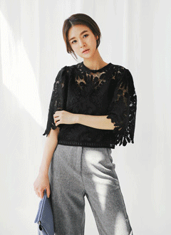 BackOpenLaceBlouse