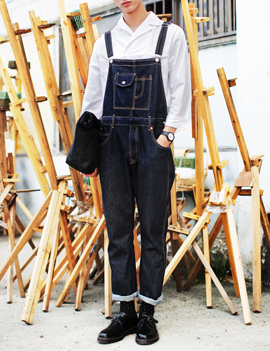 SideButtonDenimDungarees
