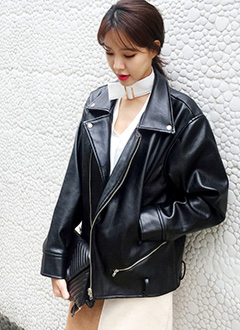 FauxLeatherBeltedBikerJacket