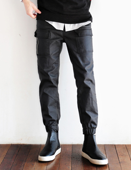 CoatingCottonBlackCagoJoggerPants