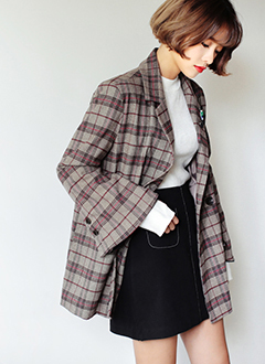 BellSleeveCheckedJacket
