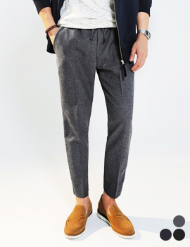 CropHemElasticWaistPants
