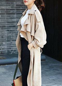 PleatedOpenTrenchCoat