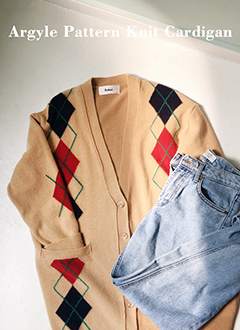 ArgylePatternKnitCardigan