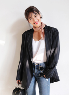 PinStripedBoxyFitJacket