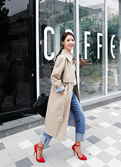 HiddenButtonFlapLongTrenchCoat