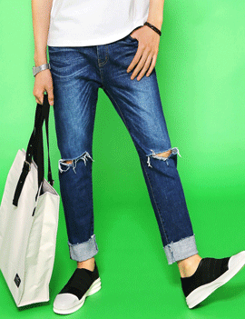 IndigoWashDestroyedSkinnyJeans