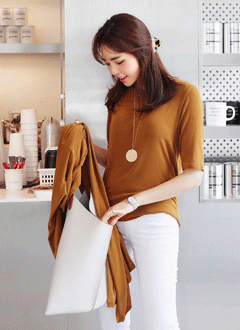 RoundNeckTeeAndCollarlessLongCardiganSet