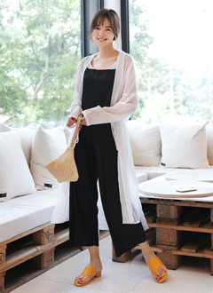 SideSlitCollarlessDrawstringJacket