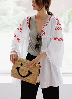 EmbroideryPompomCardigan