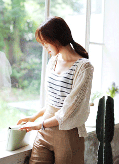 LaceCottonFrontOpenCardigan