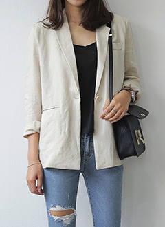 LinenSingleButtonBasicJacket