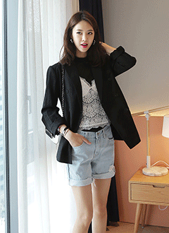 LinenBlendedDoubleBreastedBlazer