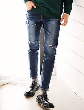 SlimFitDarkBlueDistressedJeans