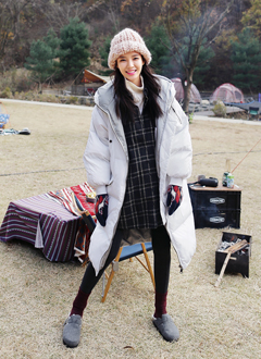 HoodedDownPufferLongJacket