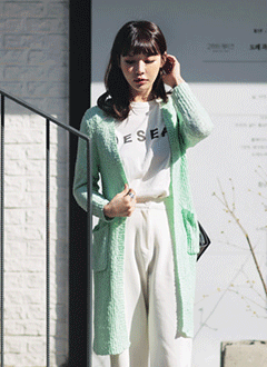 6952#HemLineSlitCardigan