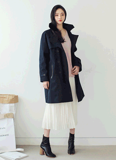ZipperPointDoubleButtonTrenchCoat