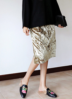 H-lineVelvetPleatedSkirt