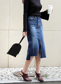 UnevenHemDenimSkirt