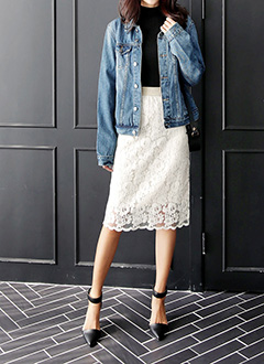 GoldElasticBandLaceSkirt