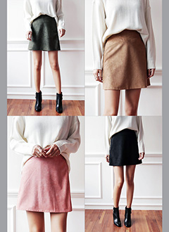 SuedeA-lineBasicMiniSkirt