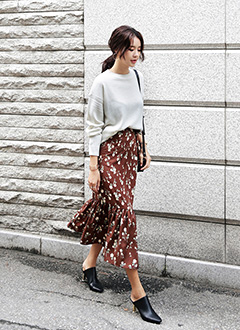 FloralFrillHemWrapLongSkirt