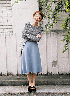 RuffleFlareMidiSkirt