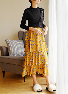 FloralPatternCancanLongSkirt