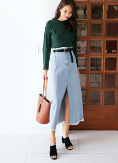 SlitDenimLongSkirt