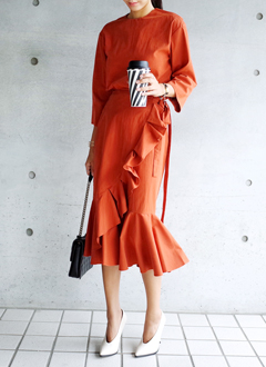 CottonFrillWrapLongSkirt