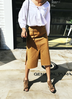 A-lineCottonSlitSkirt