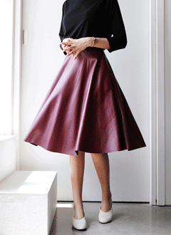 FauxLeatherFlareSkirt