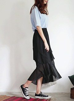 ElasticWaistBandTieredSkirt