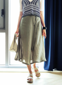 LinenFlareSkirtWithBelt