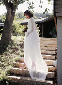 BackZipTulleLongSkirt