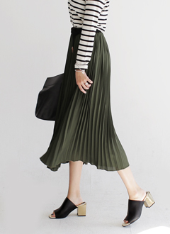 WaistBandingPleatsLongSK