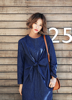 WaistStrapRibbonDenimDress