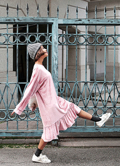 VelvetRuffledHemMidiDress
